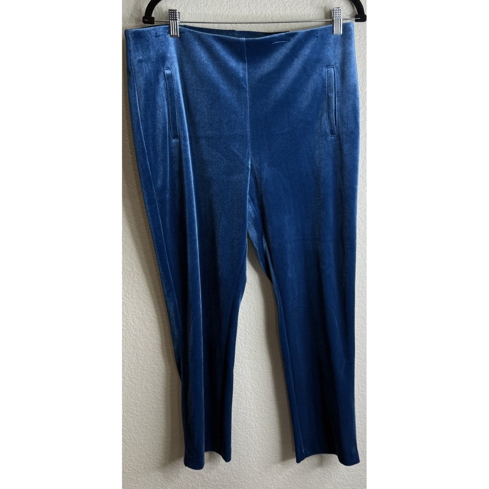 Chicos Womens 2 US Large Petite Juliet Velvet Slim Ankle Pants Passport Blue